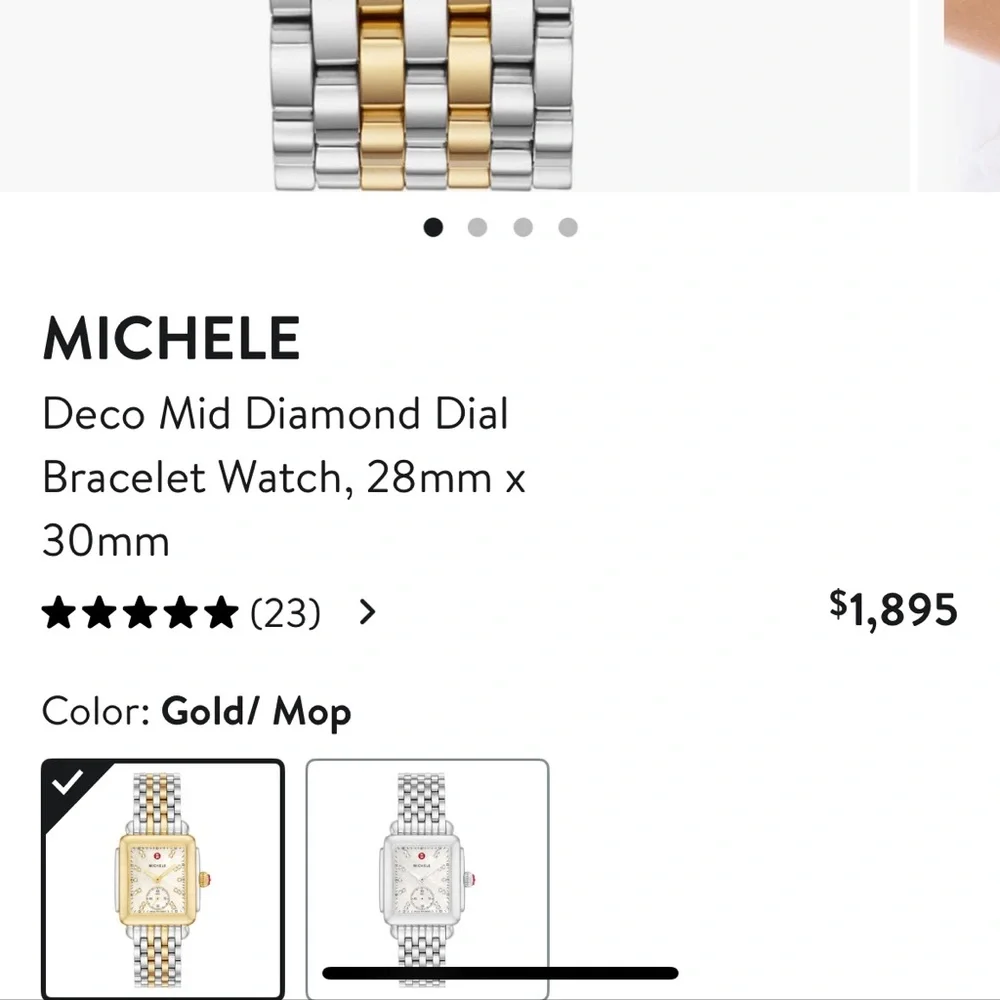 Michele Two-Tone Deco Mid Diamond Dial Watch - Picture 8 of 8